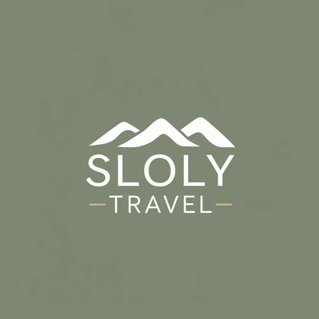 sloly travel logo with mountains